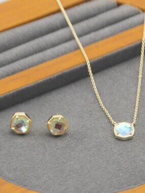 Kendra Scott Hexagon Color Glass Necklace & Stud Earrings Set